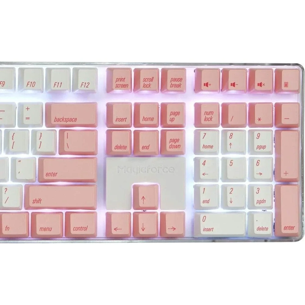 Qisan Pink PBT Keycaps 108 Key Cherry Profile Keycap Mechanical Gaming Keyboard
